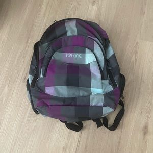 Dakine purple plaid backpack